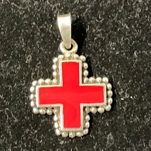 Sterling Silver Cross Inlay Pendant
